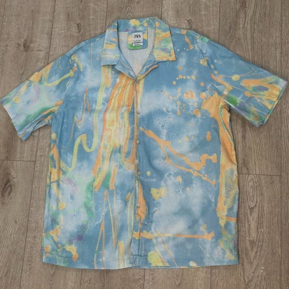 zara men short sleeve shirt large size